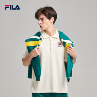 FILA 男短袖POLO衫针织T恤基础款上衣欧版 米白色 XL