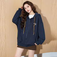 唐狮（TonLion）2024女连帽左胸印花字母开衫外套