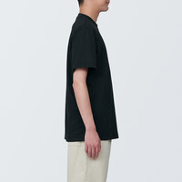 無印良品 MUJI（無印良品 ）男式 天竺织 圆领短袖T恤男士打底衫男装男款夏季纯色 黑色AB1M0C4S S (165/84A)