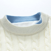 查尔斯桃心冬季保暖宽松休闲潮流假两件套头针织衫毛衣男女同款 加绒 黑色（款） 2XL