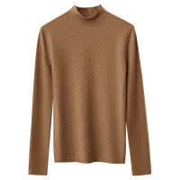 AMII2024秋冬简洁通勤基础款百搭半高领修身毛衣女显瘦长袖上衣 咖色 M (160) 160/84A/M