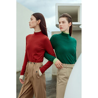 AMII2024秋冬简洁通勤基础款百搭半高领修身毛衣女显瘦长袖上衣 瓦红 S (155) 155/80A/S