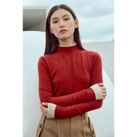 AMII2024秋冬简洁通勤基础款百搭半高领修身毛衣女显瘦长袖上衣 瓦红 XL (170) 170/92A/XL