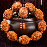 盘道橄榄核手串 2.0大籽 橄榄核雕九龙戏珠 文玩手串男  周强手工雕刻 【典藏级】九龙戏珠2.0*2.6cm