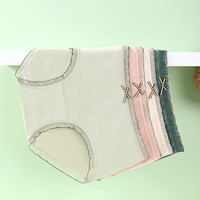 洁丽雅女士内裤纯棉内裤抑菌底挡三角内裤女生蕾丝可爱无痕中腰女式内裤 浅肤/豆沙/浅肤/豆沙 4条 M(80-100斤）