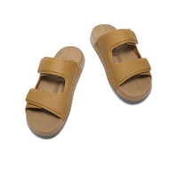 百丽舒适软底外穿拖鞋男鞋夏季休闲牛皮魔术贴透气凉鞋A1626BT4 黄色 39 (245mm)