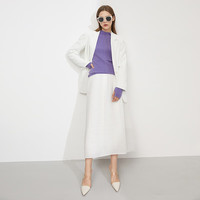 AMII2024秋极简半高领羊毛混纺肌理感套指长袖纯色毛衣女 丁香紫 155/80A/S