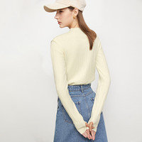 AMII2024秋极简半高领羊毛混纺肌理感套指长袖纯色毛衣女 米白 155/80A/S