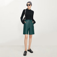 AMII2024秋极简半高领羊毛混纺肌理感套指长袖纯色毛衣女 黑色 160/84A/M