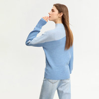 AMII2024冬极简通勤风百搭直筒半高领撞色拼色含羊毛毛衣女 灰蓝 170/92A/XL