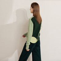 AMII冬极简前后拼色半高领落肩长袖宽松绒毛衣女 抹茶绿 XL (170) 170/92A/XL