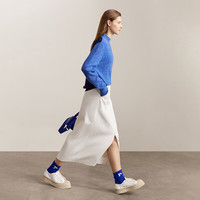 AMII冬极简前后拼色半高领落肩长袖宽松绒毛衣女 暴风蓝 L (165) 165/88A/L