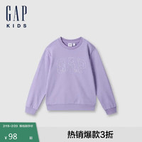 Gap 女童2024初秋新款字母logo印花经典圆领卫衣儿童装上衣641848