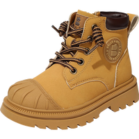 百丽童鞋女童马丁靴秋冬儿童舒适软底短靴子加绒大黄靴大童男童宝宝靴