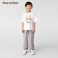 PawinPaw卡通小熊童装25年春季男女童圆领印花短袖宽松T恤 Ivory象牙色/39 110