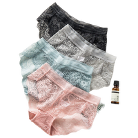 浪莎（LangSha）【4条】女士内裤女性感夏季薄蕾丝内裤中腰无痕透明包臀女内裤 黑色+黑色+灰色+灰色 170/95(XL)120-140