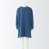 無印良品 MUJI 無印良品  大童 柔软毛圈 束腰长上衣 儿童童装 CBK32A2S 烟熏蓝色 150