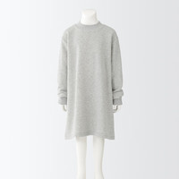 無印良品 MUJI 無印良品  大童 柔软毛圈 束腰长上衣 儿童童装 CBK32A2S 灰色 130