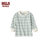 無印良品 MUJI（無印良品 ）大童 起毛双罗纹织 长袖T恤 卫衣  儿童童装打底衫男童女童 浅绿色条纹 3A 110 (56A） 110cm(56A）