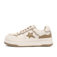 百丽（Belle）星星板鞋女百搭时髦小白鞋B1314CM3下架 米杏 39 (245mm)