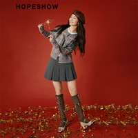 红袖费尔岛提花针织开衫春季2025女装高级感直身圆领甜美毛衣外套 灰花620（3.1） XL