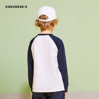 匡威（Converse）儿童装男童长袖t恤纯棉上衣拼接色中大童外穿经典圆标休闲打底衫 纯白色 130 /64 【身高116-122cm】 130(7/6X)