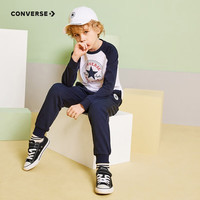 匡威（Converse）儿童长袖t恤秋季纯棉上衣拼接色中大童经典圆标休闲打底衫 纯白色 110 /52 【身高98-104cm】 110/52(4)