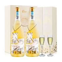 四项金加冕西班牙半甜白葡萄酒霞多丽双支礼盒配香槟杯750ml*2
