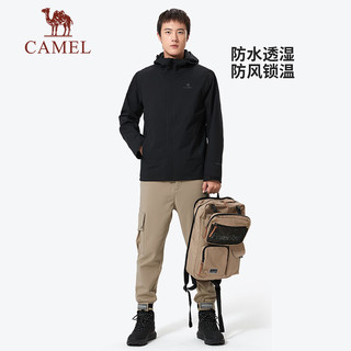 骆驼（CAMEL）户外冲锋衣单冲男女同款防风防水登山夹克外套【宙斯】3538A 橡木灰，男女同款 S