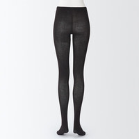 無印良品 MUJI（無印良品 ）女式 合脚直角 罗纹织裤袜 连脚裤袜 打底袜连脚袜 DGE06A3A 咖啡棕色 L(身高160-165 臀围95-100A)
