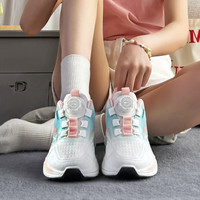 回力女鞋2025夏季轻薄网面透气缓震运动跑步鞋女士旋转扣运动鞋子 白粉红. 40