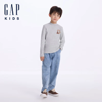 GAP【大小童同款】Gap男童2024初秋套头长袖T恤儿童装上衣646048 浅灰色 120cm(6-7岁)亚洲尺码