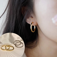 珍宝银楼 法式圈圈耳环小众设计感高级素圈耳圈耳钉耳扣耳饰