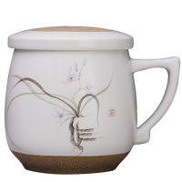350ml手绘陶瓷水杯茶具茶杯陶瓷办公杯花茶杯功夫泡茶杯茶水分离