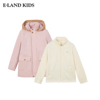 E-LAND KIDS E·LAND KIDS童装2024年冬季男女童连帽刺绣双贴袋夹克外套 Pink粉色/25 130cm