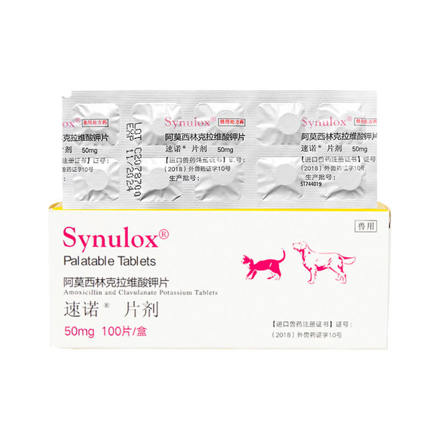 大宠爱 速诺消炎片猫鼻支阿莫西林克拉维酸钾片猫用狗猫感冒药