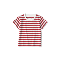無印良品 MUJI（無印良品 ）婴童 圆领 条纹短袖T恤 童装 宝宝t恤 儿童童装 CCE03A3S 红色条纹 100