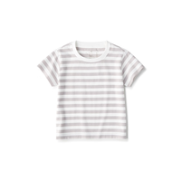 無印良品 MUJI（無印良品 ）婴童 圆领 条纹短袖T恤 童装 宝宝t恤 儿童童装 CCE03A3S 浅灰色条纹 100