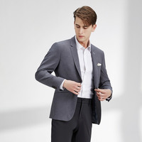 柒牌男装休闲轻西装外套秋冬款中青年绅士西服一粒扣花纱单西122JC700 中灰 B46