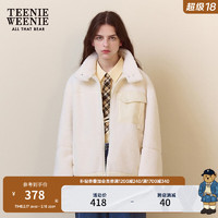 TEENIE WEENIE 小熊棉服女秋冬简约舒适毛绒绒俏皮保暖外套女 象牙白 170/L