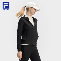 FILA 斐乐女士针织连帽外套2024冬运动简约基础上衣 深黑-BK 180/96A/XXL