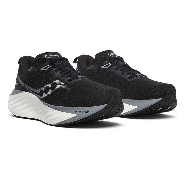 saucony 男鞋24胜利22代跑步鞋 TRIUMPH 22 缓冲回弹透气轻量运动鞋 黑白 S20964-200