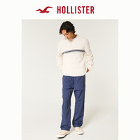 HOLLISTER24秋冬款条纹撞色慵懒打底圆领针织毛衣男装KI320-4042 奶油色条纹 S (175/92A)