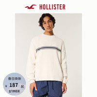 HOLLISTER24秋冬款条纹撞色慵懒打底圆领针织毛衣男装KI320-4042 奶油色条纹 M (180/100A)