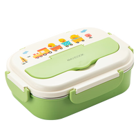 美厨（maxcook）316L不锈钢饭盒微波炉饭盒3格保温学生饭盒配餐具900ml绿MCFT9332