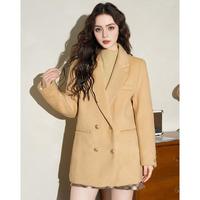 羽绒服女2024冬季高级感小个子宽松中长款翻领小西装外套