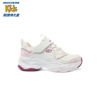 Skechers斯凯奇熊猫鞋老爹鞋男大童运动鞋春秋季儿童鞋405210L 女童/白色/浅粉红色/WLPK 33