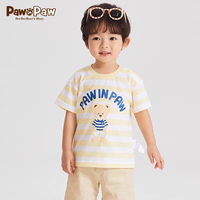 PawinPaw卡通小熊童装24年夏季男宝纯棉印花短袖圆领T恤舒适 Blue蓝色/50（批次不同） 100