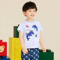 PawinPaw卡通小熊童装年夏季男宝宝全棉短袖圆领T恤舒适 浅蓝色/51 080