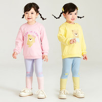 PawinPaw卡通小熊童装年春女宝宝拼接撞色打底裤简约好搭 紫色/75 130 cm